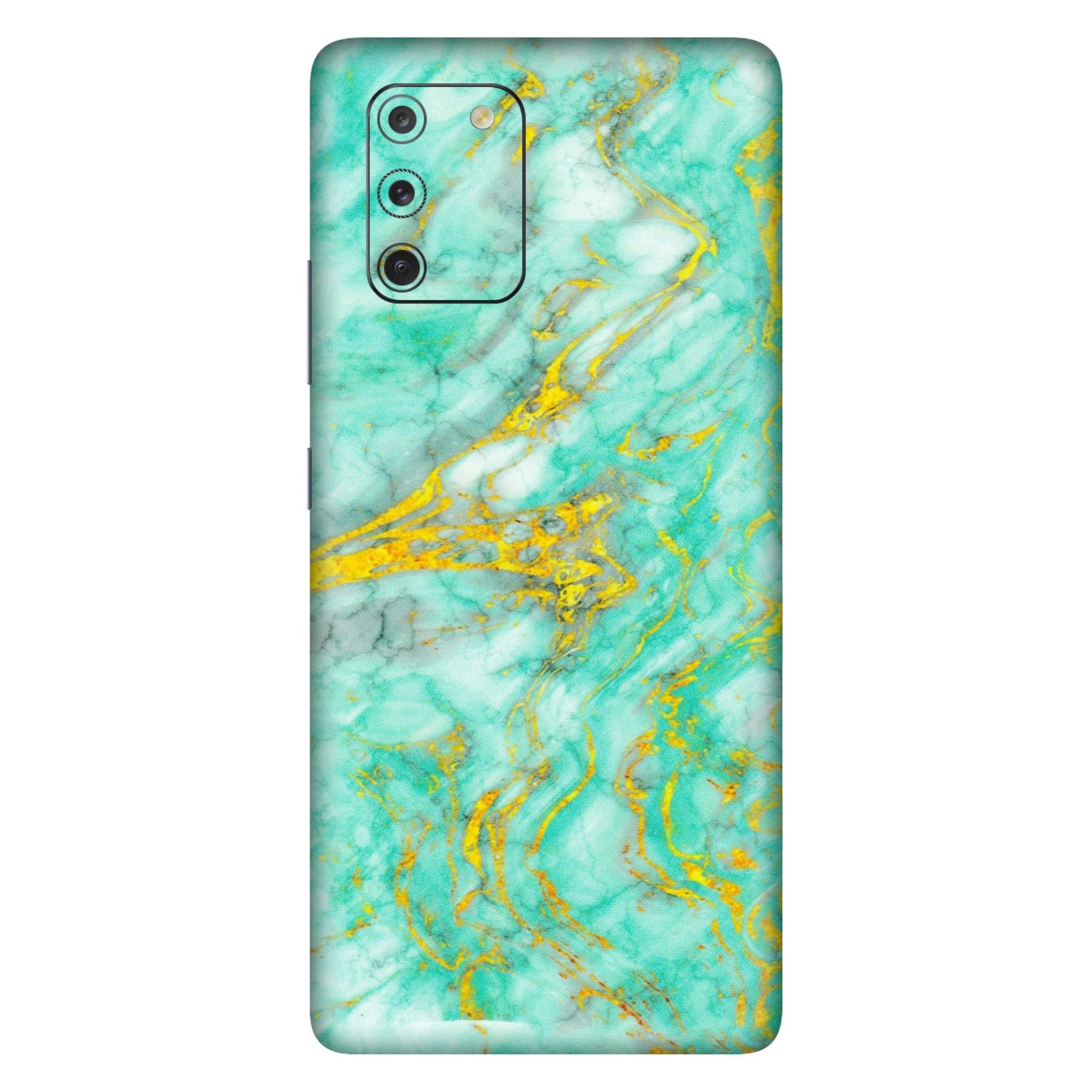 Samsung A/S Series Phone Skins (All Models) - Green And Gold Marble Feel - Matte Finish (M-16) Samsung Galaxy S10 Lite