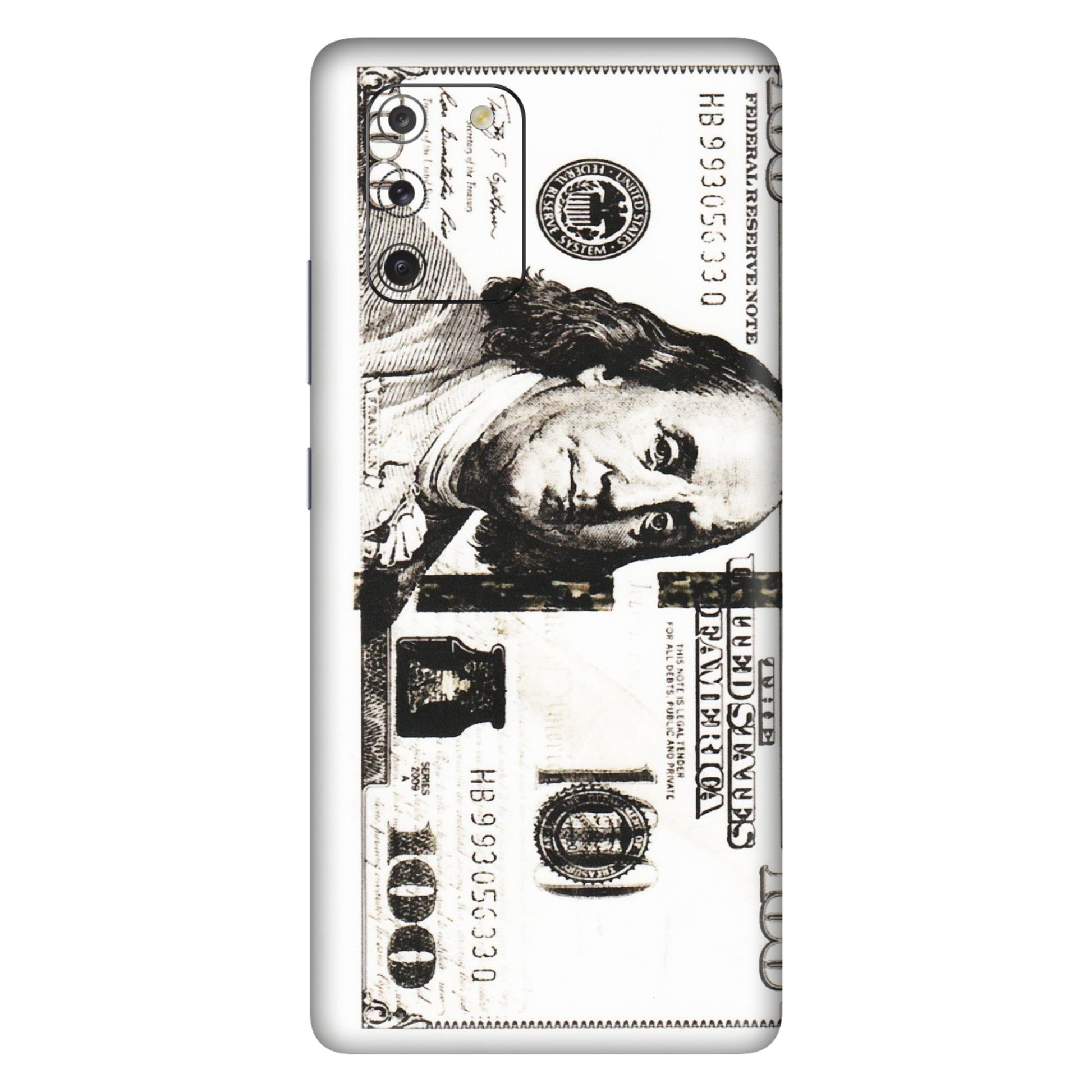Samsung A/S Series Phone Skins (All Models) - 100 Dollar Currency - Transparent Finish (T-01) Samsung Galaxy S10 Lite