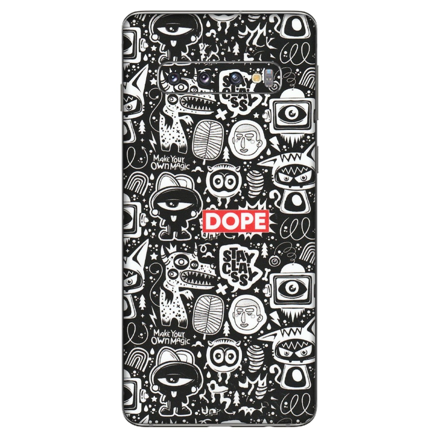 Samsung A/S Series Phone Skins (All Models) - Dope Stay Classy Black Doodles - Matte Finish (M-126) Samsung Galaxy S10