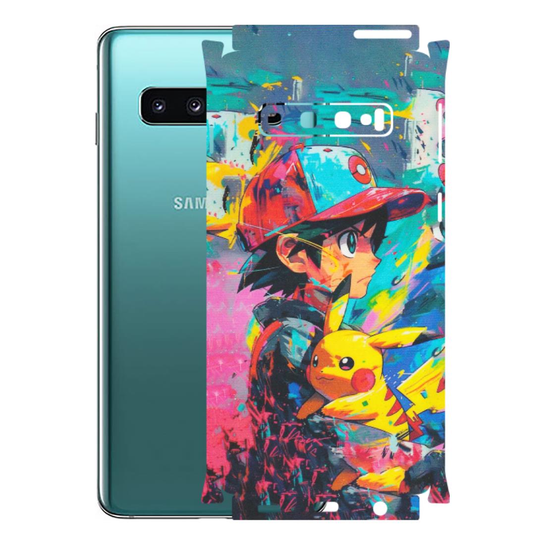 Samsung A/S Series Phone Skins (All Models) - Ash & Pikachu - Matte Finish (M-26) Samsung Galaxy S10