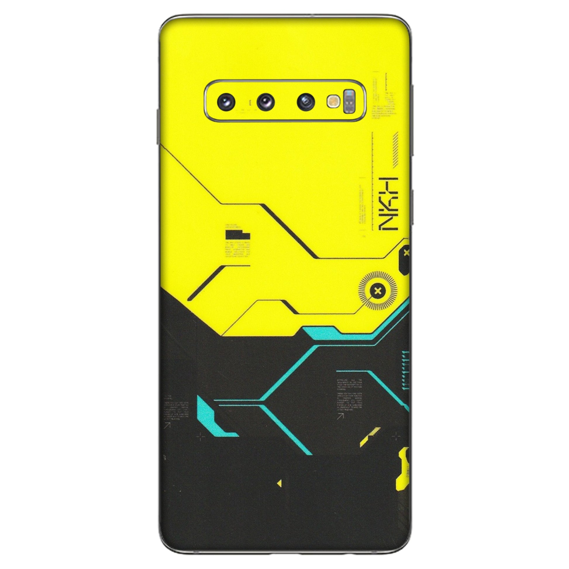 Samsung A/S Series Phone Skins (All Models) - Black Yellow Technica - Matte Finish (M-53) Samsung Galaxy S10