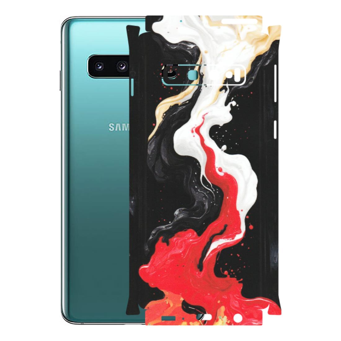 Samsung A/S Series Phone Skins (All Models) - Black Red White Paint Splash Fusion - Matte Finish (M-56) Samsung Galaxy S10