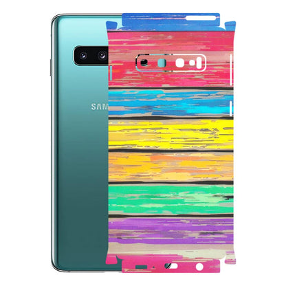 Samsung A/S Series Phone Skins (All Models) - Multi Colour Wooden Wall - Matte Finish (M-96) Samsung Galaxy S10