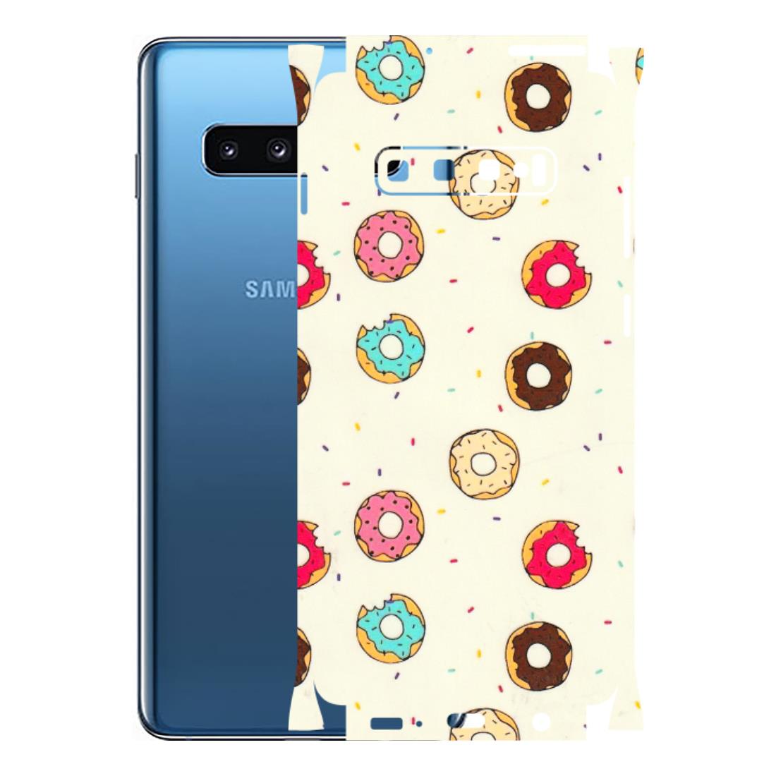 Samsung A/S Series Phone Skins (All Models) - Mini Donuts Doodle Art - 3D Embossed Finish (L-122) Samsung Galaxy S10 Plus