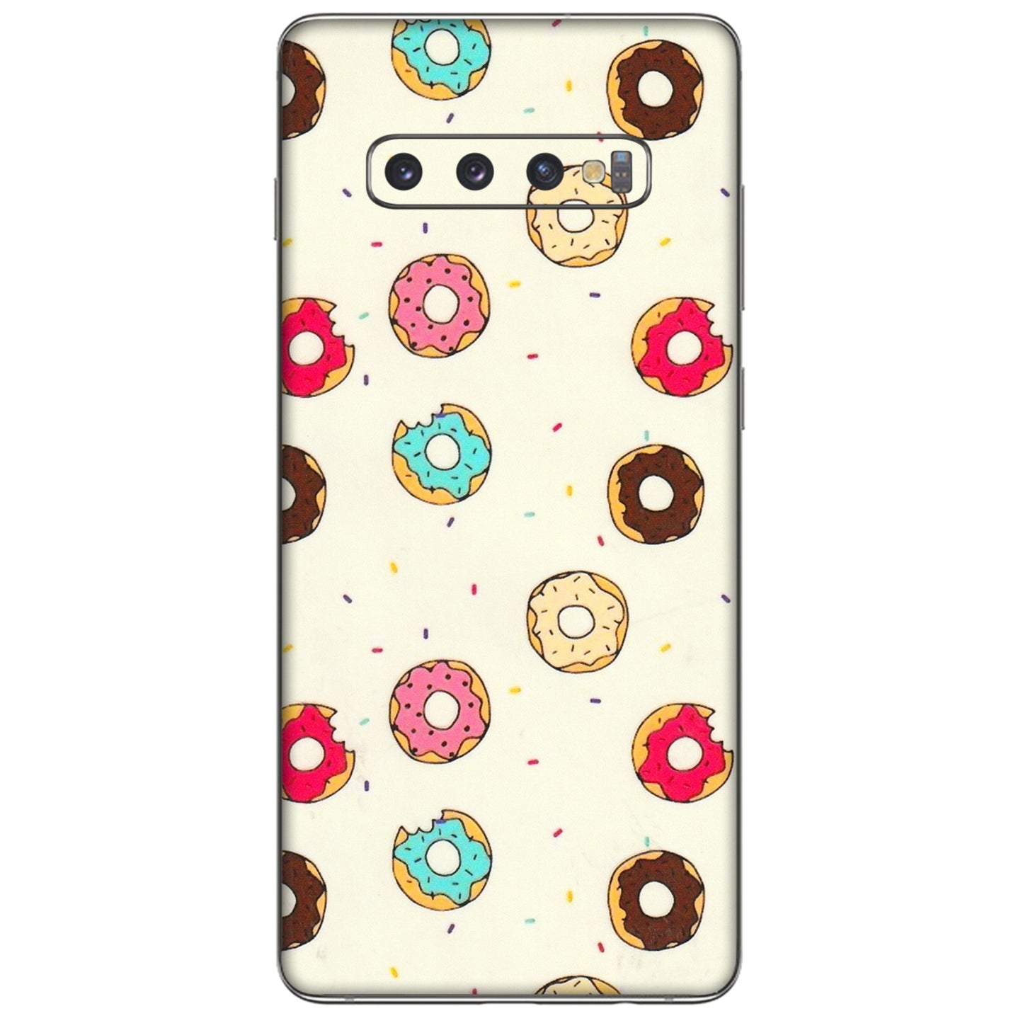 Samsung A/S Series Phone Skins (All Models) - Mini Donuts Doodle Art - 3D Embossed Finish (L-122) Samsung Galaxy S10 Plus