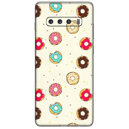 Samsung A/S Series Phone Skins (All Models) - Mini Donuts Doodle Art - 3D Embossed Finish (L-122) Samsung Galaxy S10 Plus