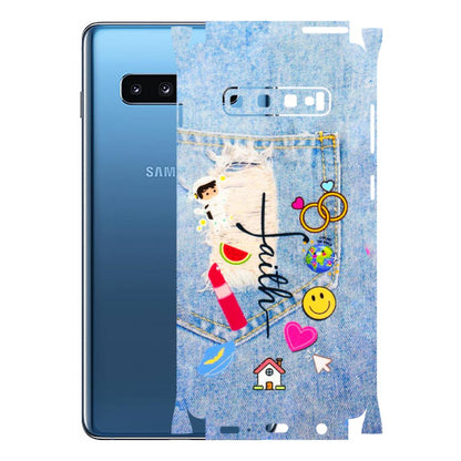 Samsung A/S Series Phone Skins (All Models) - Denim Jeans Pocket - 3D Embossed Finish (L-134) Samsung Galaxy S10 Plus