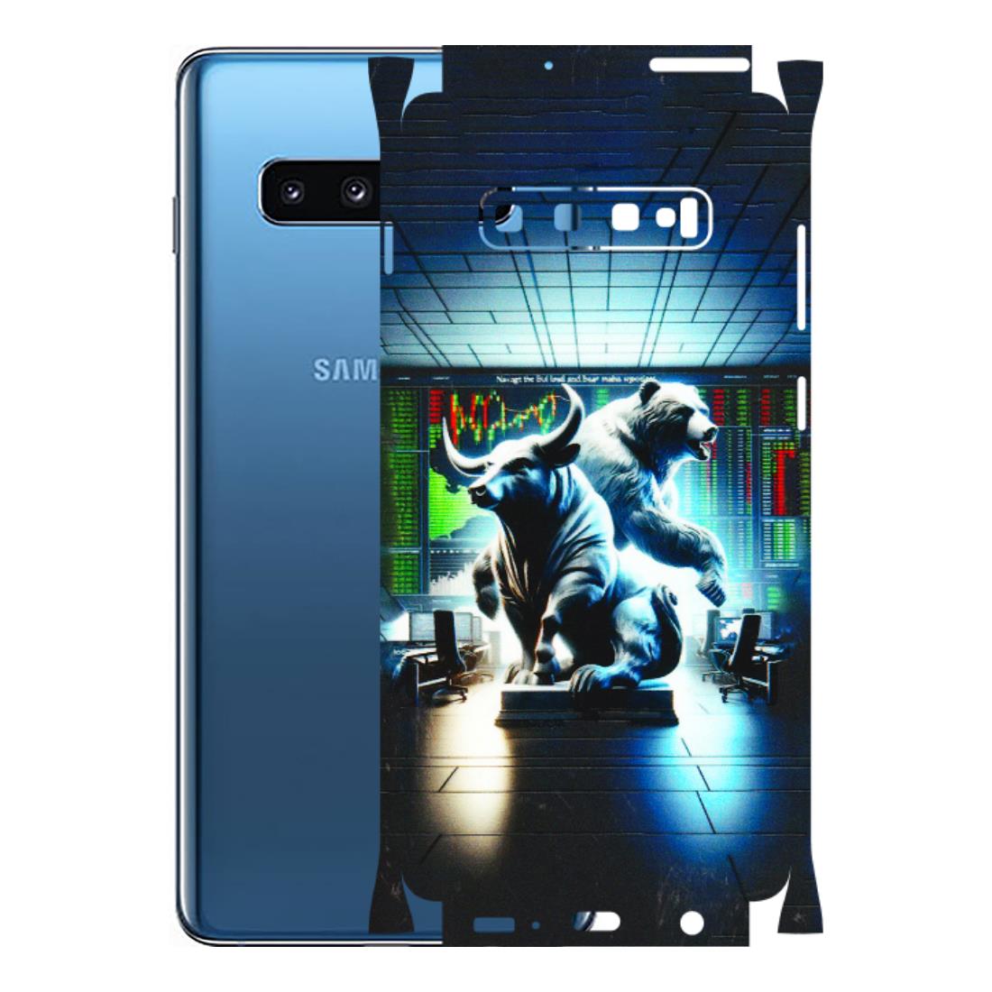 Samsung A/S Series Phone Skins (All Models) - Stock Market Sensex Bear vs Bulls - 3D Embossed Finish (L-15) Samsung Galaxy S10 Plus