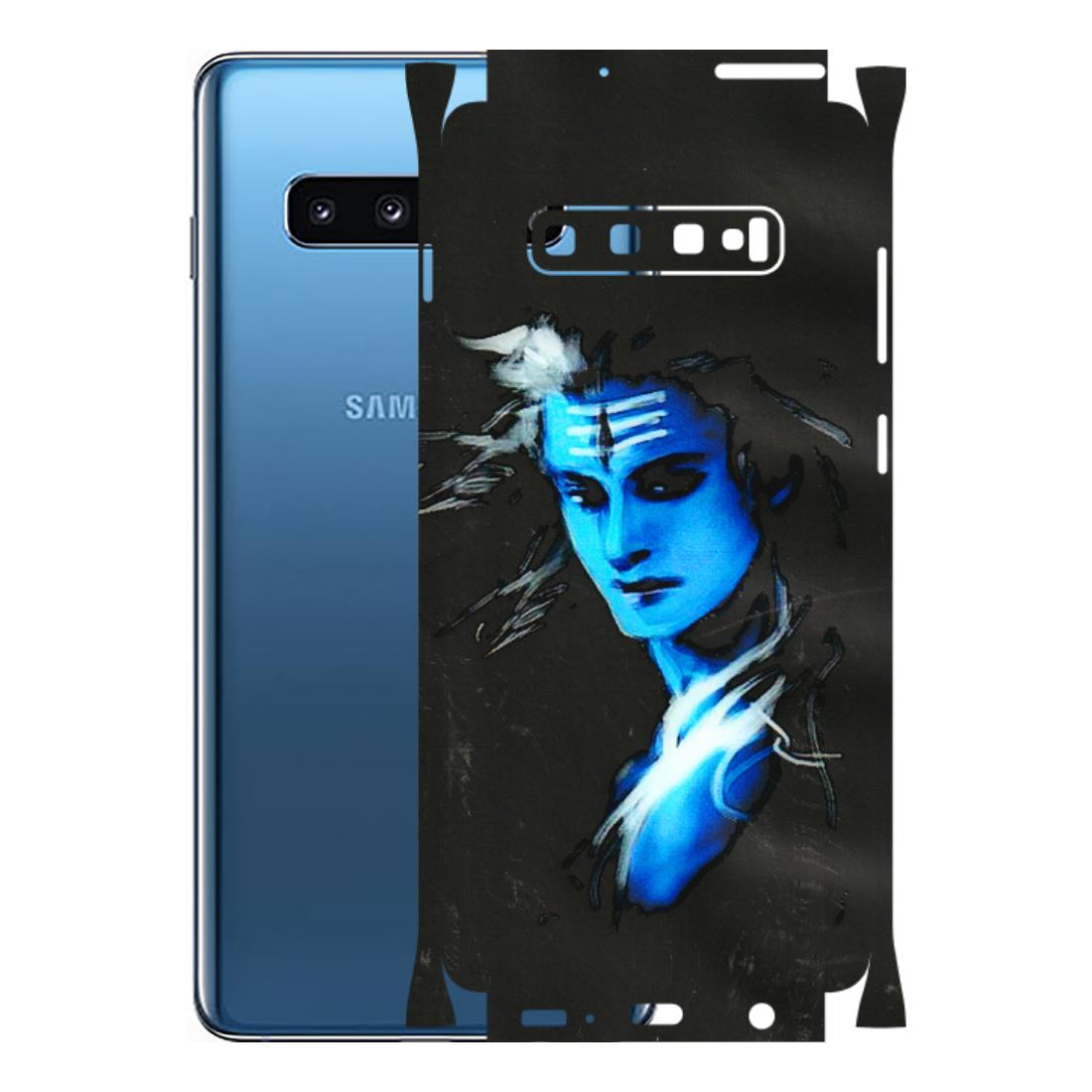 Samsung A/S Series Phone Skins (All Models) - Har Har Mahadev Blue/Black - 3D Embossed Finish (L-185) Samsung Galaxy S10 Plus