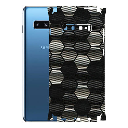 Samsung A/S Series Phone Skins (All Models) - Black & White Dotted Honeycomb Texture - 3D Embossed Finish (L-202) Samsung Galaxy S10 Plus