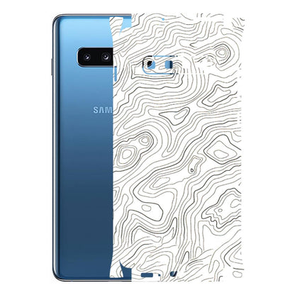 Samsung A/S Series Phone Skins (All Models) - White Black Swirls - 3D Embossed Finish (L-219) Samsung Galaxy S10 Plus