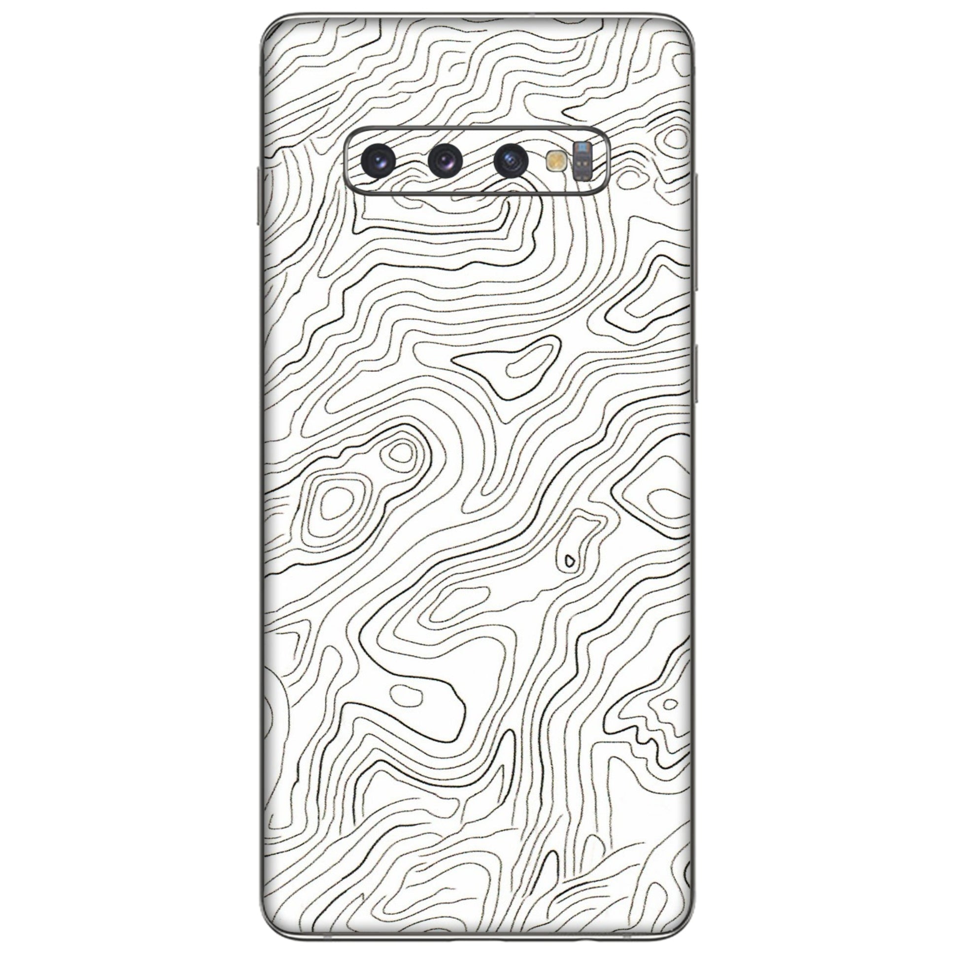 Samsung A/S Series Phone Skins (All Models) - White Black Swirls - 3D Embossed Finish (L-219) Samsung Galaxy S10 Plus