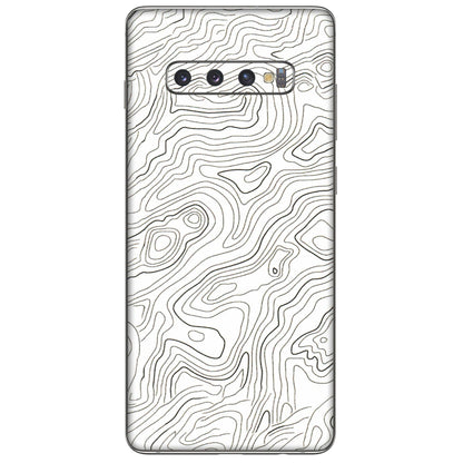 Samsung A/S Series Phone Skins (All Models) - White Black Swirls - 3D Embossed Finish (L-219) Samsung Galaxy S10 Plus