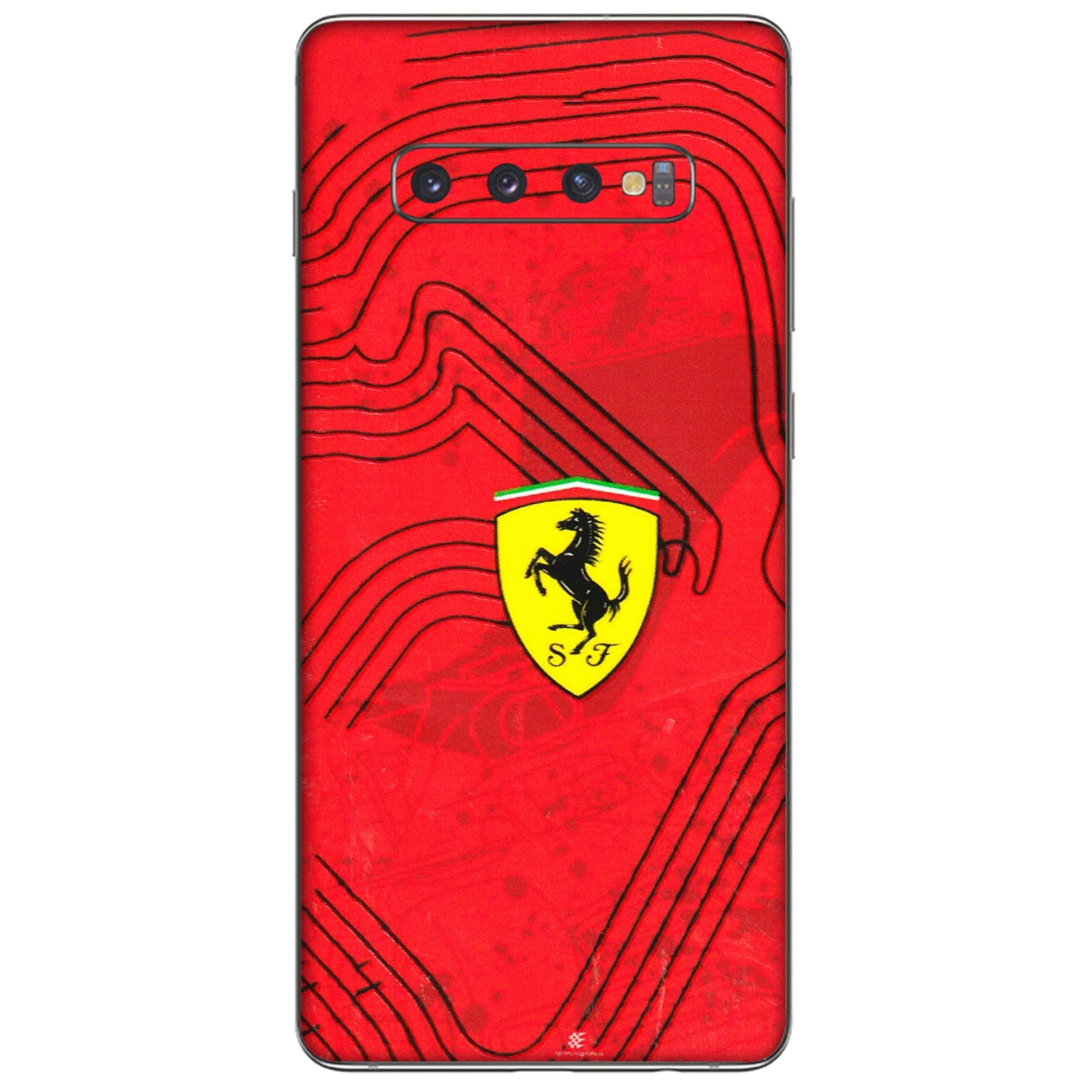 Samsung A/S Series Phone Skins (All Models) - Red Ferrari Logo Stylish - 3D Embossed Finish (L-238) Samsung Galaxy S10 Plus