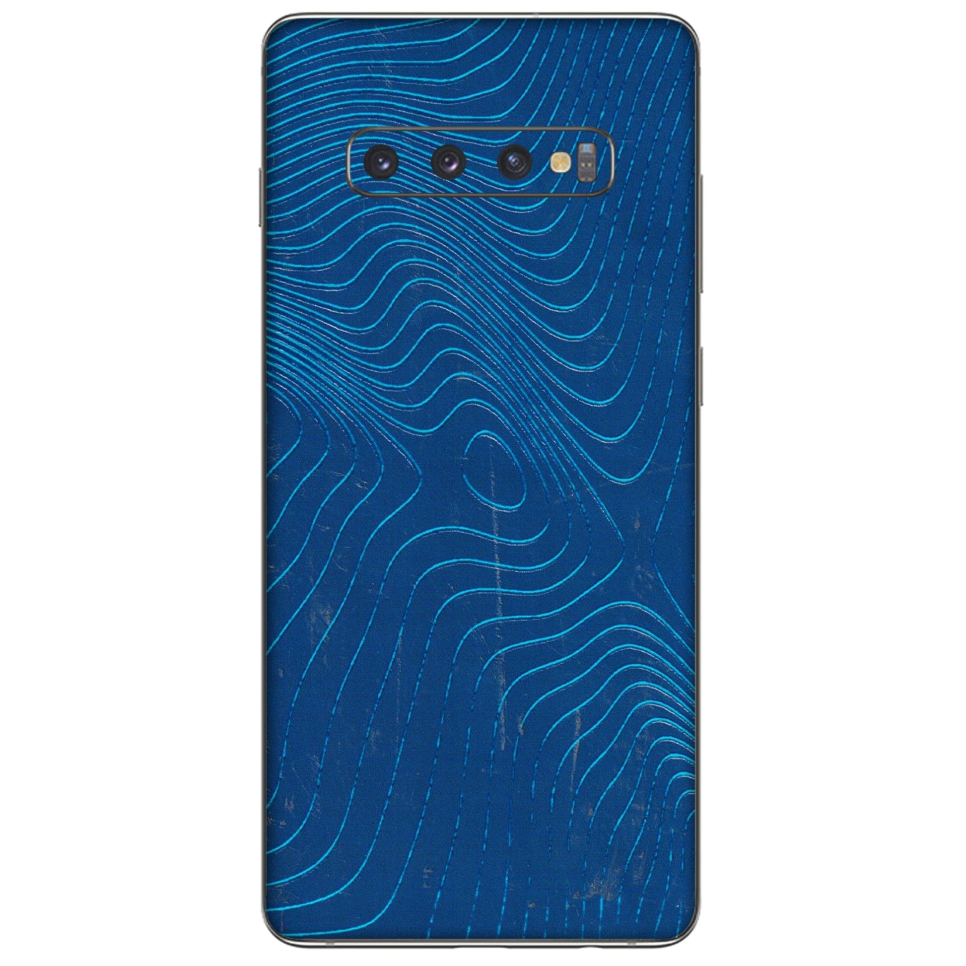 Samsung A/S Series Phone Skins (All Models) - Abstract Blue Line Map - 3D Embossed Finish (L-272) Samsung Galaxy S10 Plus