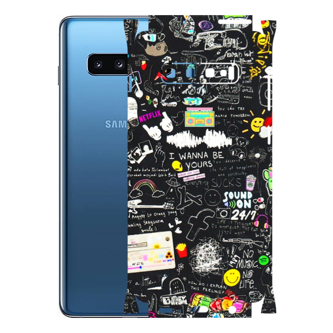 Samsung A/S Series Phone Skins (All Models) - Black Creatives Doodles - 3D Embossed Finish (L-311) Samsung Galaxy S10 Plus