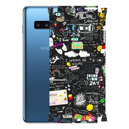 Samsung A/S Series Phone Skins (All Models) - Black Creatives Doodles - 3D Embossed Finish (L-311) Samsung Galaxy S10 Plus