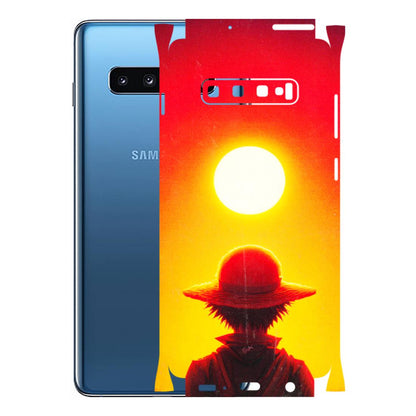 Samsung A/S Series Phone Skins (All Models) - Cool Sunset With Monkey D.Luffy Anime - 3D Embossed Finish (L-329) Samsung Galaxy S10 Plus