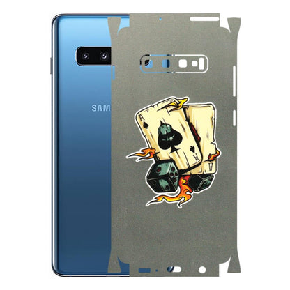 Samsung A/S Series Phone Skins (All Models) - Grey Cards Of Ace - 3D Embossed Finish (L-77) Samsung Galaxy S10 Plus
