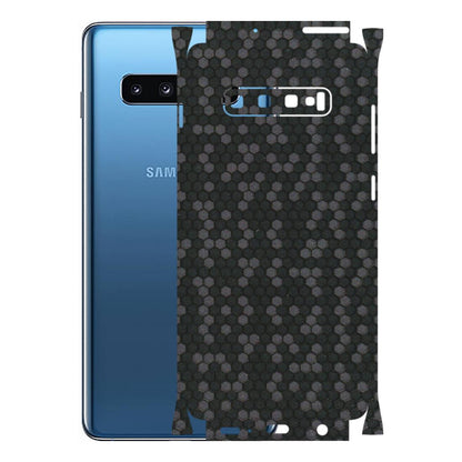 Samsung A/S Series Phone Skins (All Models) - Black Grey Honeycomb Sober - 3D Embossed Finish (L-85) Samsung Galaxy S10 Plus