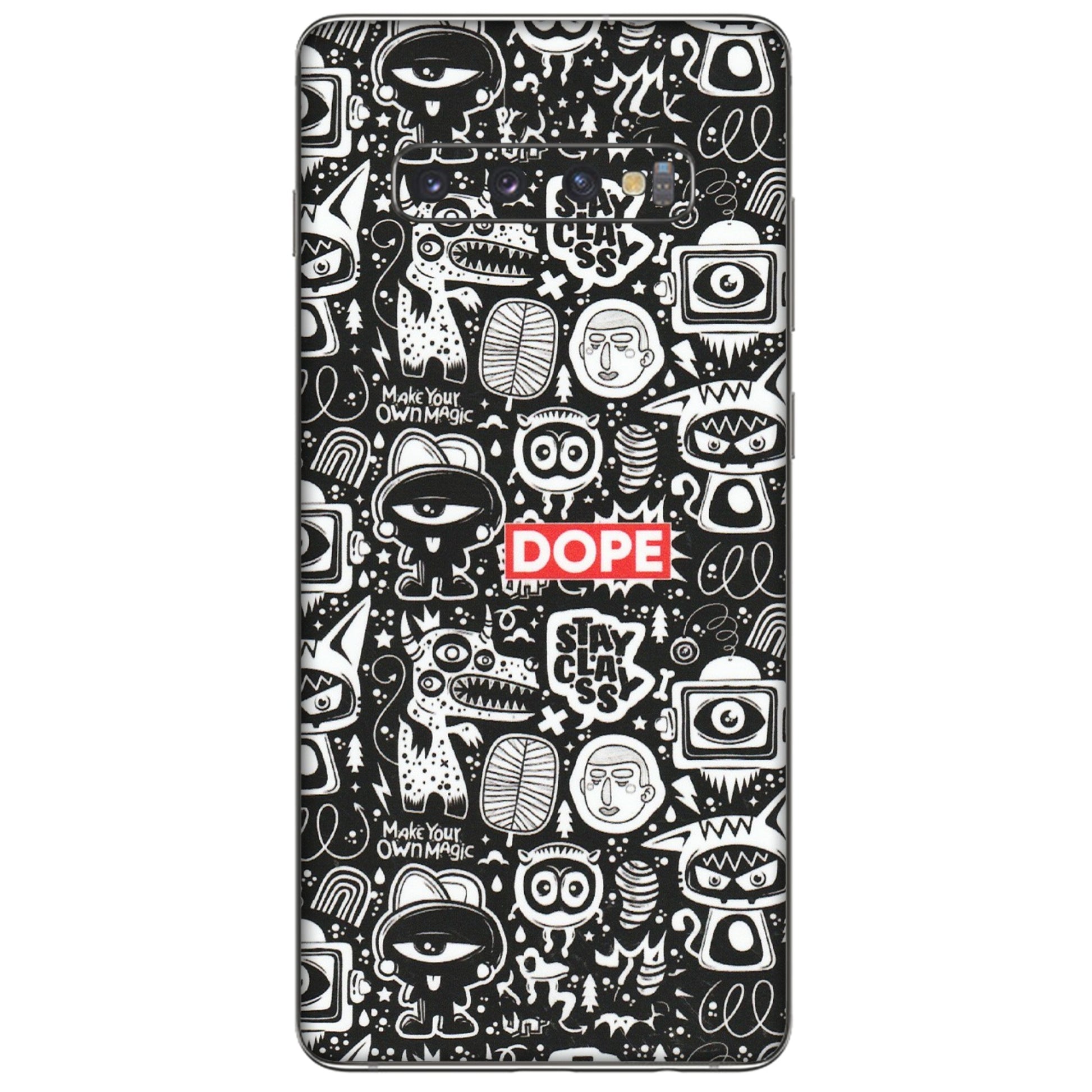 Samsung A/S Series Phone Skins (All Models) - Dope Stay Classy Black Doodles - Matte Finish (M-126) Samsung Galaxy S10 Plus
