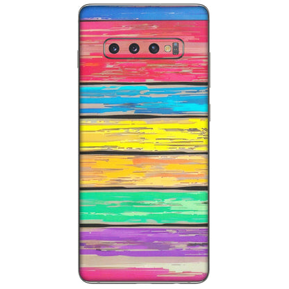 Samsung A/S Series Phone Skins (All Models) - Multi Colour Wooden Wall - Matte Finish (M-96) Samsung Galaxy S10 Plus