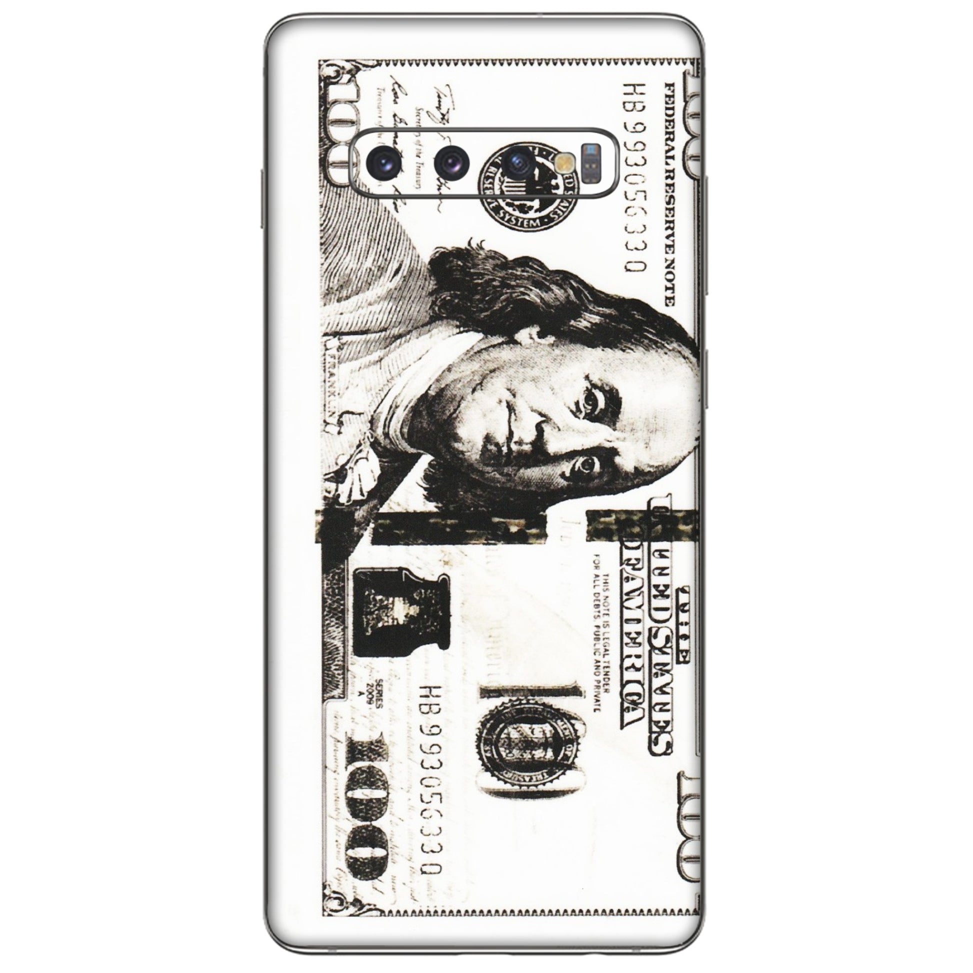 Samsung A/S Series Phone Skins (All Models) - 100 Dollar Currency - Transparent Finish (T-01) Samsung Galaxy S10 Plus