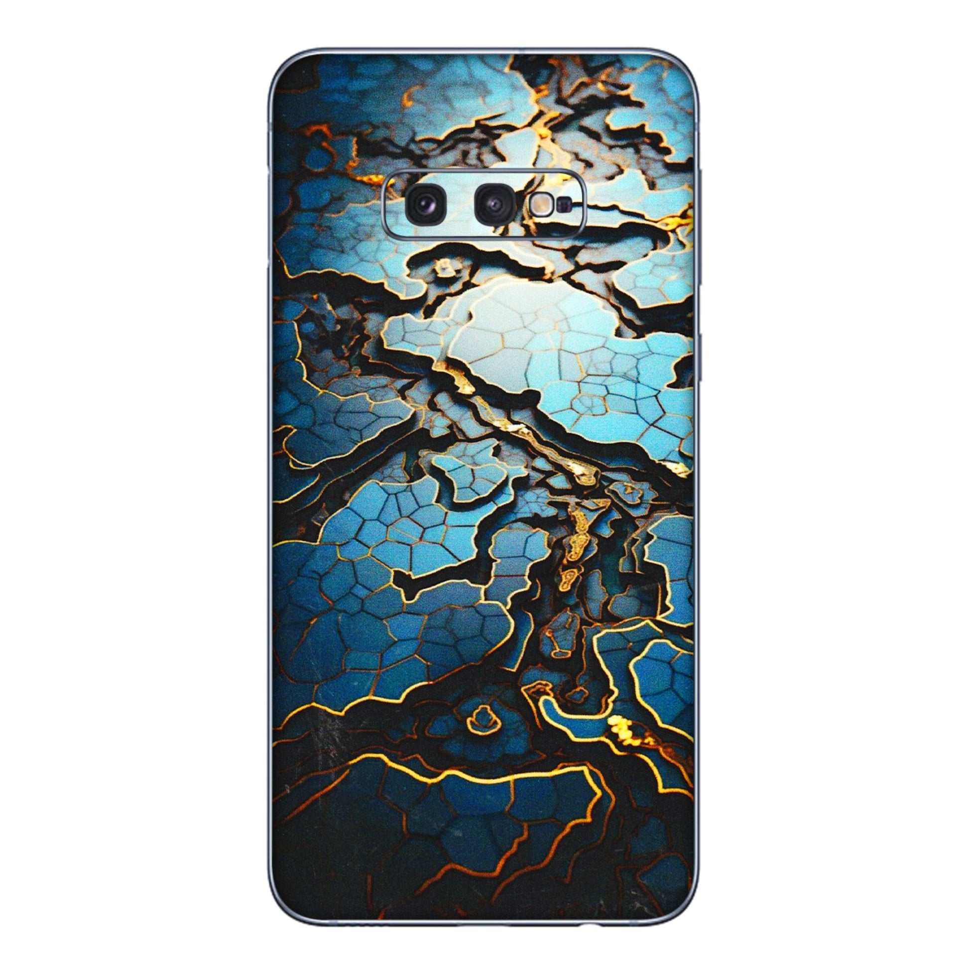 Samsung A/S Series Phone Skins (All Models) - Blue Gold Abstract - 3D Embossed Finish (L-11) Samsung Galaxy S10E