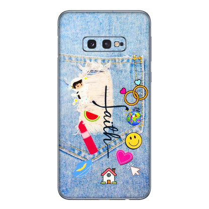 Samsung A/S Series Phone Skins (All Models) - Denim Jeans Pocket - 3D Embossed Finish (L-134) Samsung Galaxy S10E