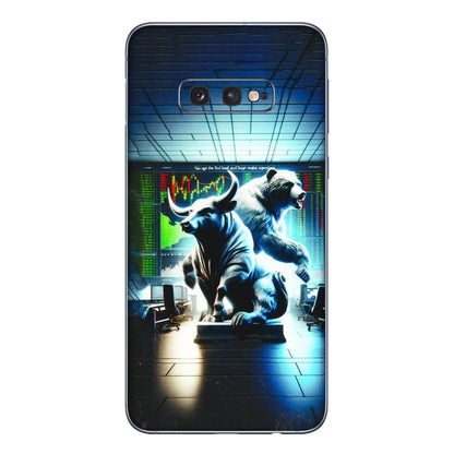 Samsung A/S Series Phone Skins (All Models) - Stock Market Sensex Bear vs Bulls - 3D Embossed Finish (L-15) Samsung Galaxy S10E
