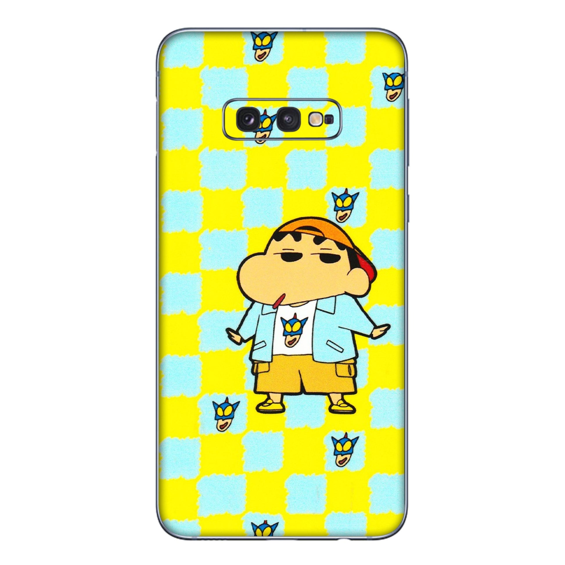 Samsung A/S Series Phone Skins (All Models) - Yellow Blue Shinchan Cute - 3D Embossed Finish (L-221) Samsung Galaxy S10E