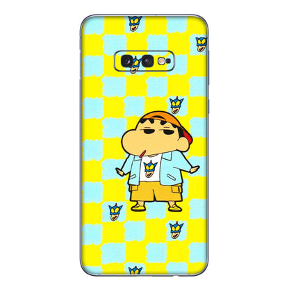 Samsung A/S Series Phone Skins (All Models) - Yellow Blue Shinchan Cute - 3D Embossed Finish (L-221) Samsung Galaxy S10E