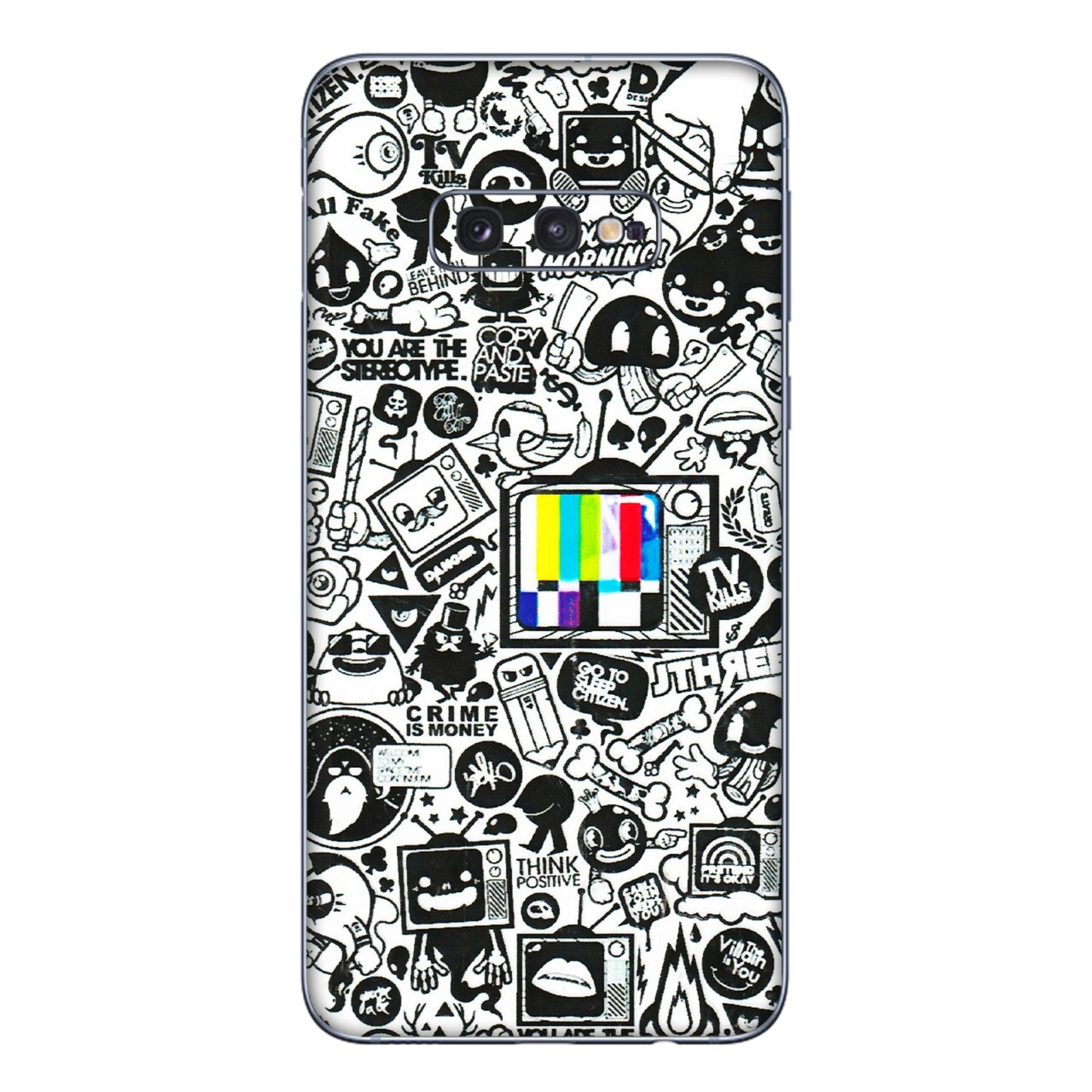 Samsung A/S Series Phone Skins (All Models) - Doodles Positive Art - 3D Embossed Finish (L-263) Samsung Galaxy S10E