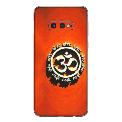 Samsung A/S Series Phone Skins (All Models) - Aum Shiv Orange - 3D Embossed Finish (L-32) Samsung Galaxy S10E