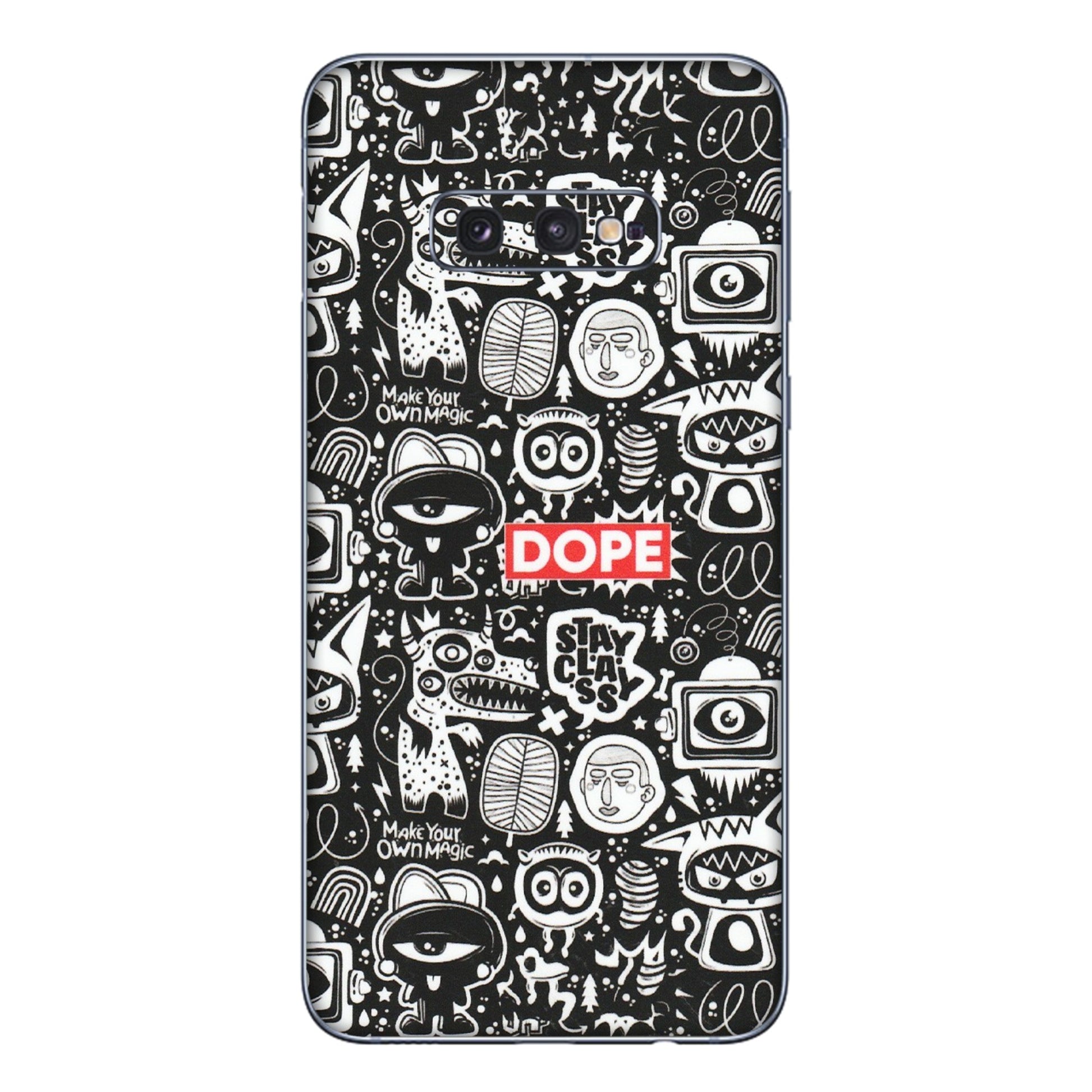 Samsung A/S Series Phone Skins (All Models) - Dope Stay Classy Black Doodles - Matte Finish (M-126) Samsung Galaxy S10E
