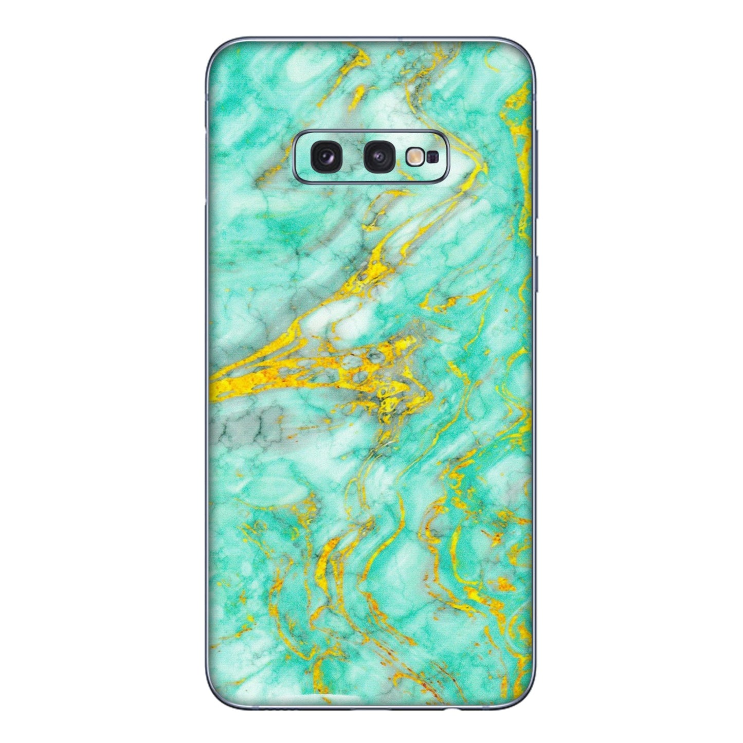 Samsung A/S Series Phone Skins (All Models) - Green And Gold Marble Feel - Matte Finish (M-16) Samsung Galaxy S10E