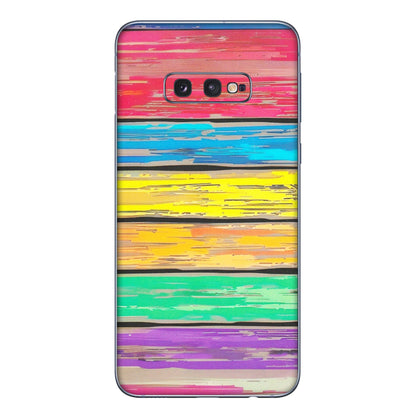 Samsung A/S Series Phone Skins (All Models) - Multi Colour Wooden Wall - Matte Finish (M-96) Samsung Galaxy S10E