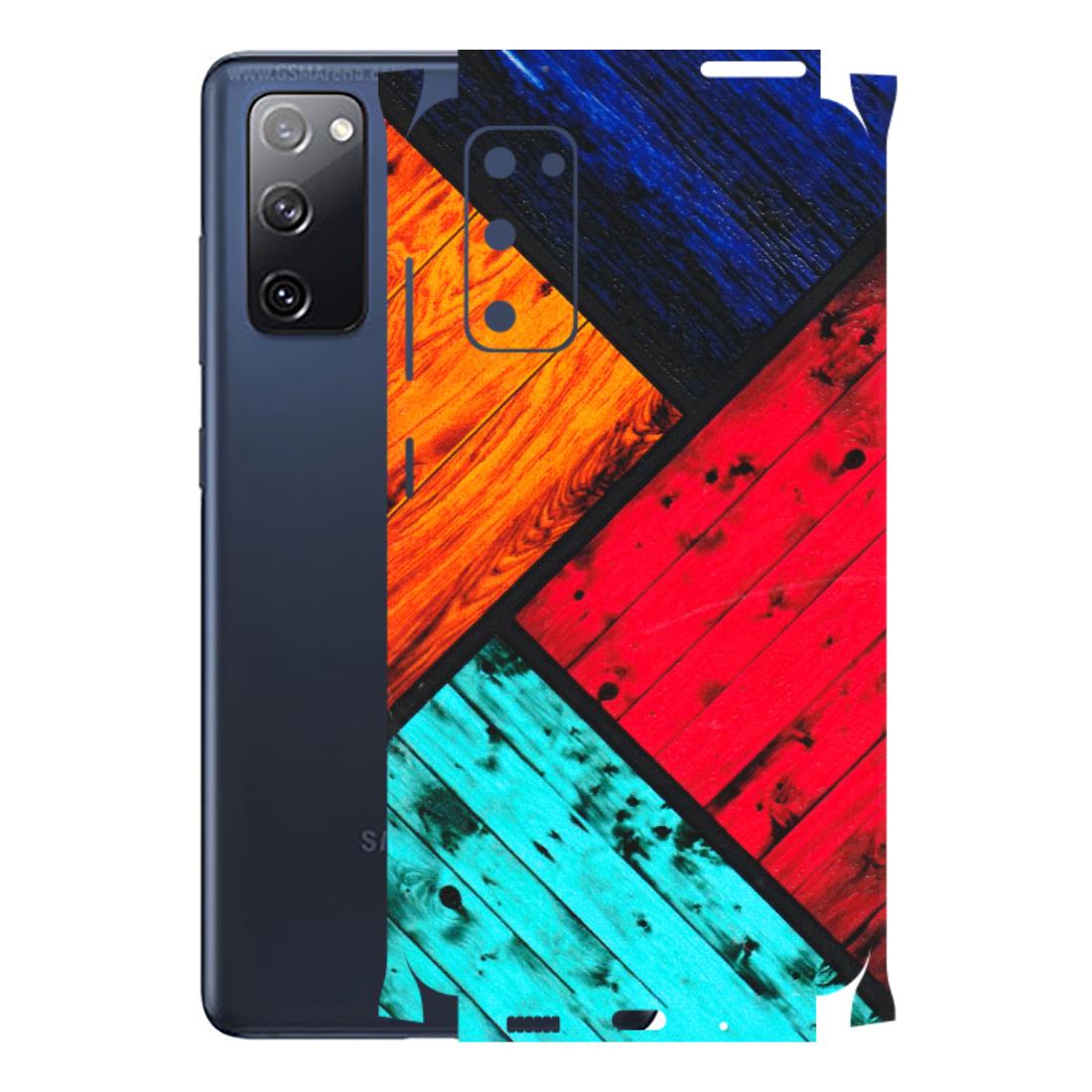 Samsung A/S Series Phone Skins (All Models) - Colourful Wood Panels Abstract - 3D Embossed Finish (L-09) Samsung Galaxy S20 FE