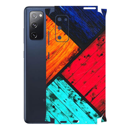Samsung A/S Series Phone Skins (All Models) - Colourful Wood Panels Abstract - 3D Embossed Finish (L-09) Samsung Galaxy S20 FE