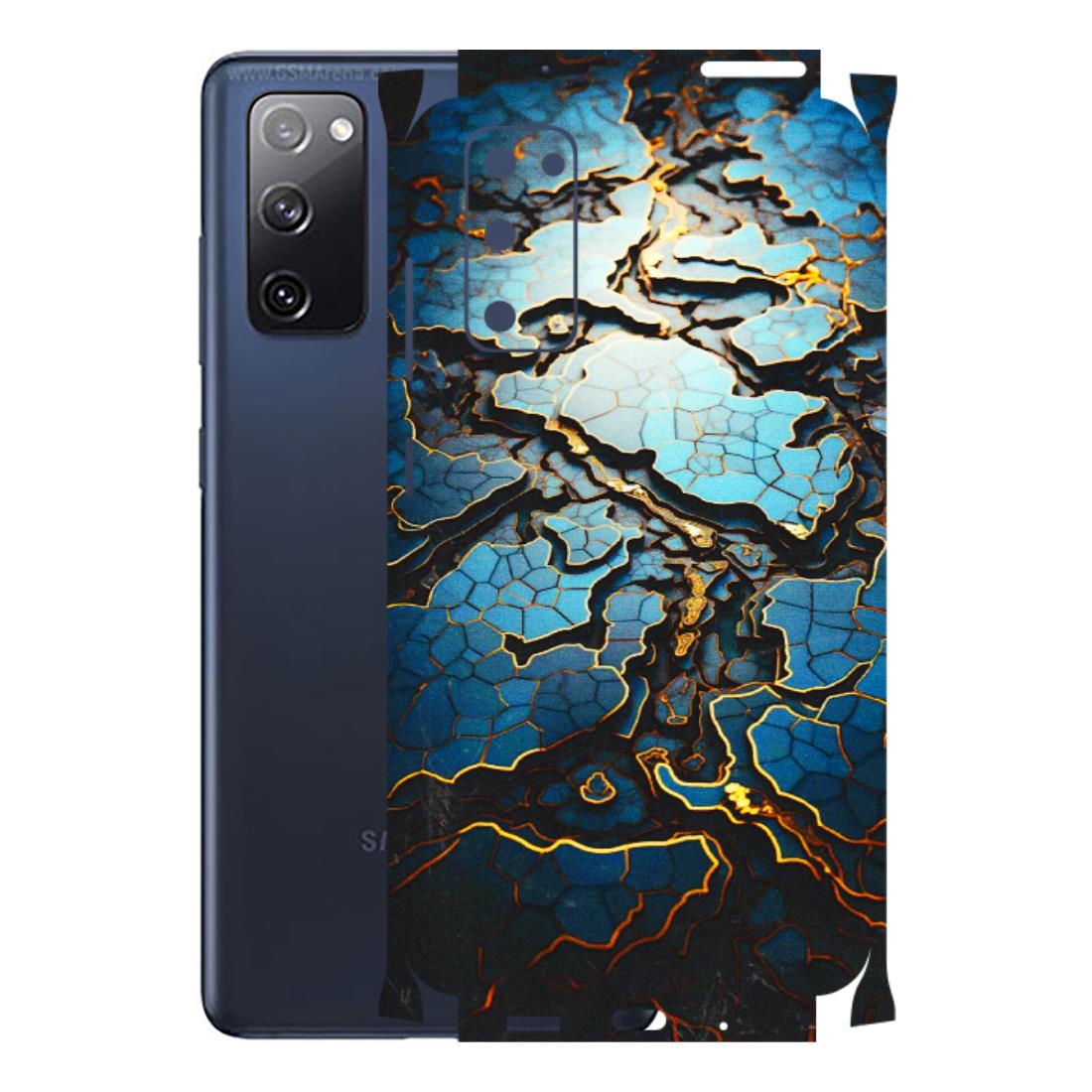 Samsung A/S Series Phone Skins (All Models) - Blue Gold Abstract - 3D Embossed Finish (L-11) Samsung Galaxy S20 FE