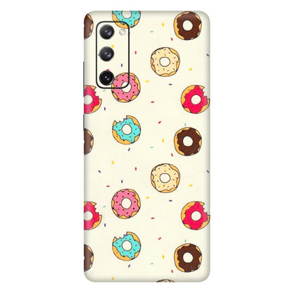 Samsung A/S Series Phone Skins (All Models) - Mini Donuts Doodle Art - 3D Embossed Finish (L-122) Samsung Galaxy S20 FE