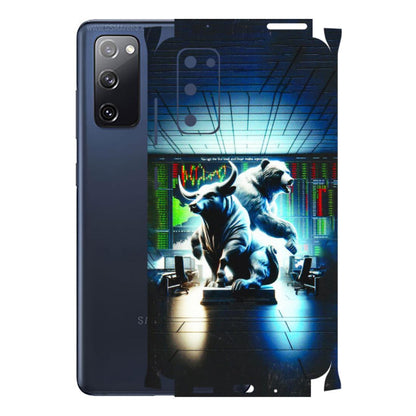 Samsung A/S Series Phone Skins (All Models) - Stock Market Sensex Bear vs Bulls - 3D Embossed Finish (L-15) Samsung Galaxy S20 FE