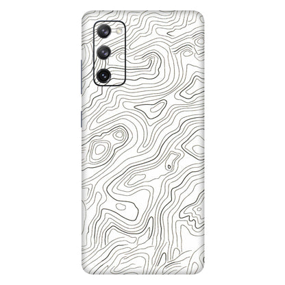 Samsung A/S Series Phone Skins (All Models) - White Black Swirls - 3D Embossed Finish (L-219) Samsung Galaxy S20 FE