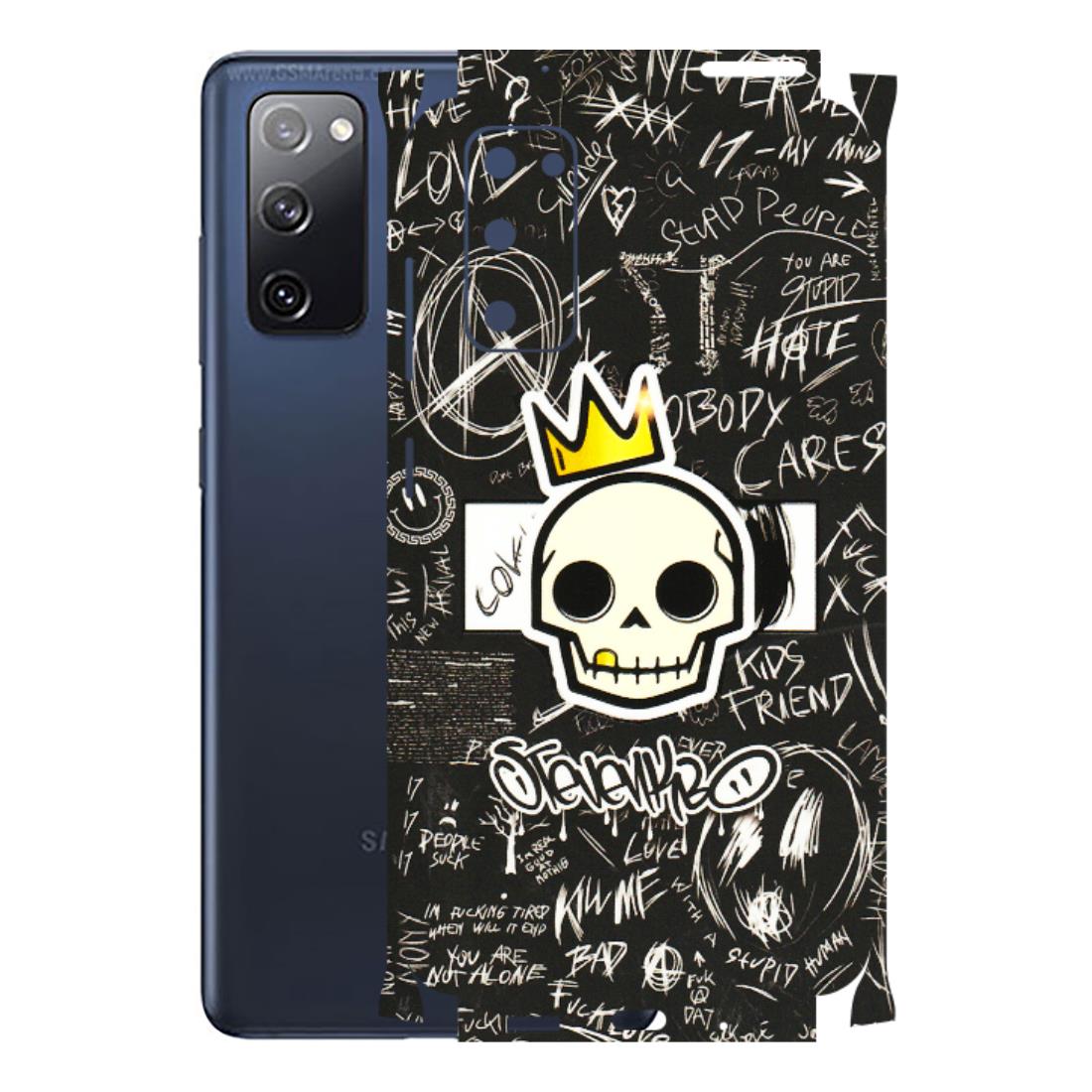 Samsung A/S Series Phone Skins (All Models) - Funny Skull Black Chalk Grafitti - 3D Embossed Finish (L-22) Samsung Galaxy S20 FE