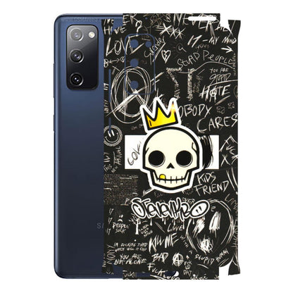 Samsung A/S Series Phone Skins (All Models) - Funny Skull Black Chalk Grafitti - 3D Embossed Finish (L-22) Samsung Galaxy S20 FE