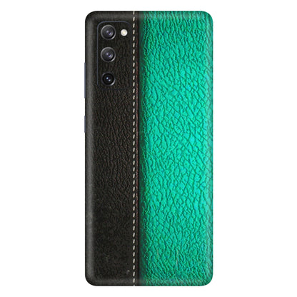 Samsung A/S Series Phone Skins (All Models) - Black Green Dual Leather Stich - 3D Embossed Finish (L-233) Samsung Galaxy S20 FE