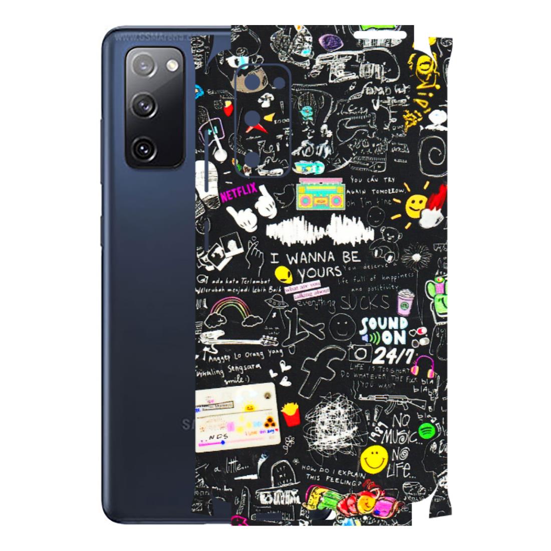 Samsung A/S Series Phone Skins (All Models) - Black Creatives Doodles - 3D Embossed Finish (L-311) Samsung Galaxy S20 FE