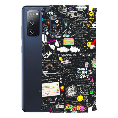 Samsung A/S Series Phone Skins (All Models) - Black Creatives Doodles - 3D Embossed Finish (L-311) Samsung Galaxy S20 FE