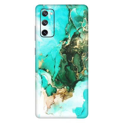 Samsung A/S Series Phone Skins (All Models) - The Blue Gold Marble - Matte Finish (M-124) Samsung Galaxy S20 FE