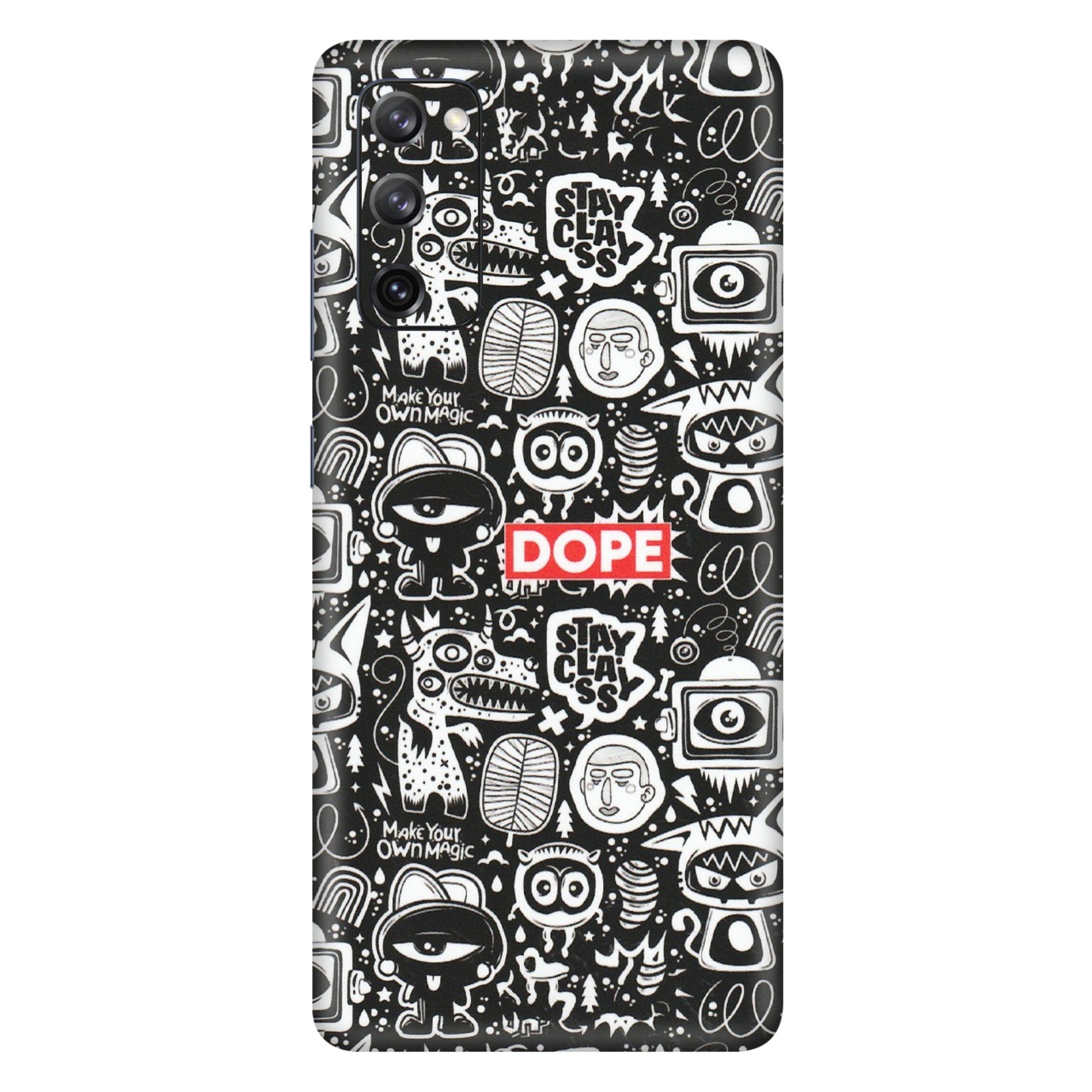 Samsung A/S Series Phone Skins (All Models) - Dope Stay Classy Black Doodles - Matte Finish (M-126) Samsung Galaxy S20 FE